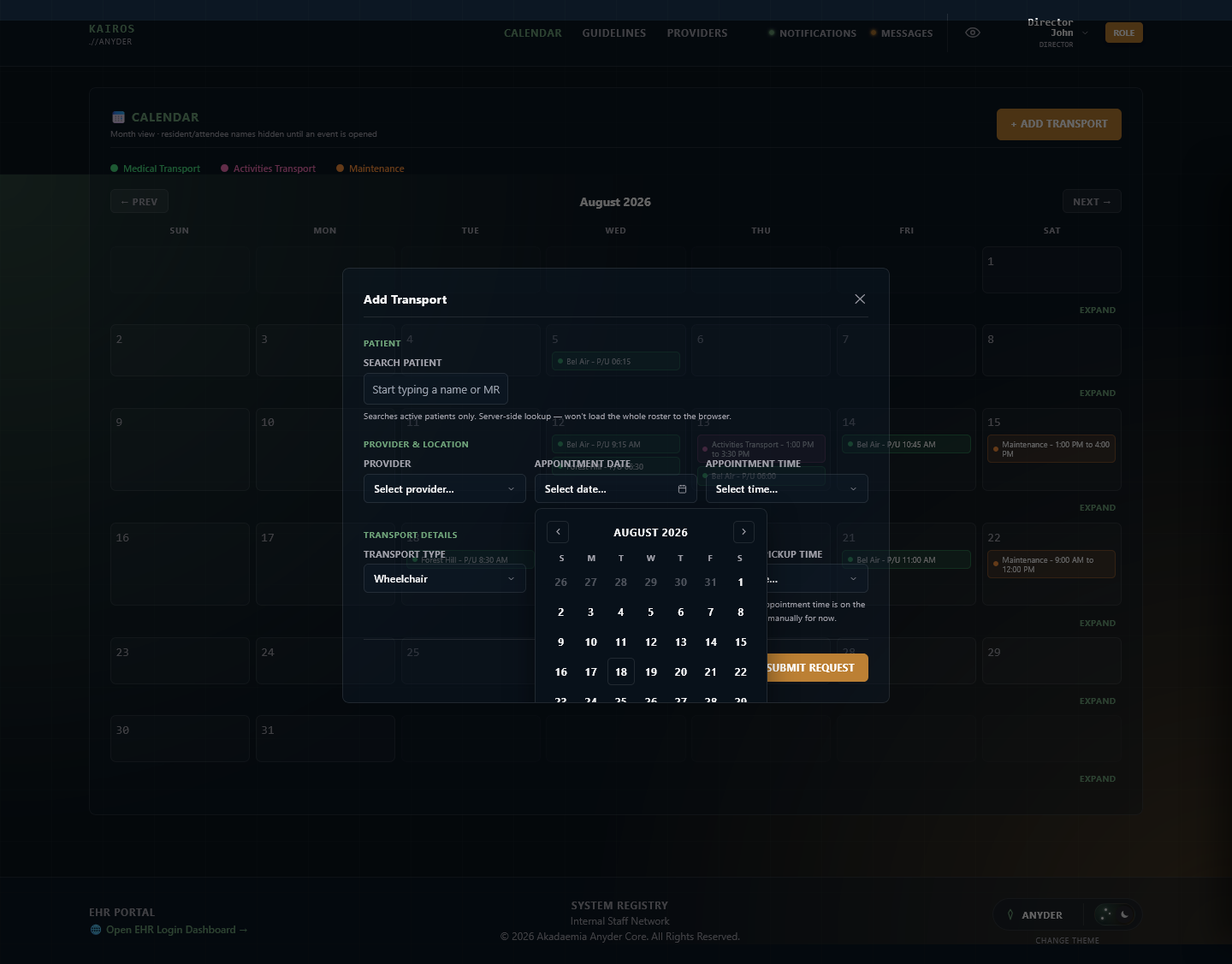 Add Transport form with custom widgets